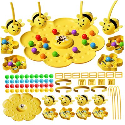 CurcKua Magnet Game for Kids & Family, Magnetic Bee Catcher Kids Games Portable Board with Magnetic Wands for Garden, Picnic, Camping Games Game Headbands for