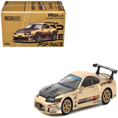 1:64 Diecast Model Car Compatible with Toyota Supra GT300 Top Secret Chrome Gold Limited Edition by Pop Race PR640277
