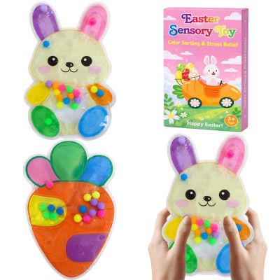 2 Pack Easter Color Sorting Sensory Toys for Toddler Easter Basket Stuffers, Fine Motor Travel Essential Montessori Autism Fidget Toys for Kid 3 4 5 Years