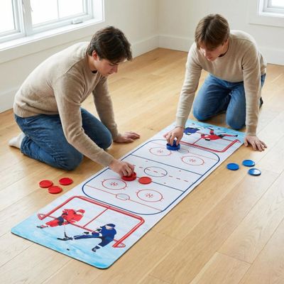 Teyva Daily Air Hockey Top Set Table Top Set Air Hockey Pushers Table Runner for Sports Game Party Decor Gift
