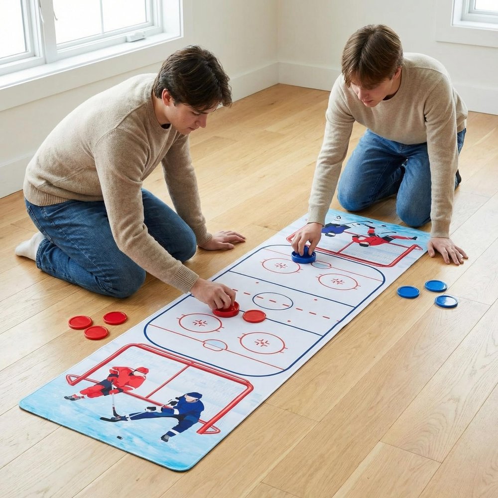 Teyva Daily Air Hockey Top Set Table Top Set Air Hockey Pushers Table Runner for Sports Game Party Decor Gift