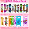 30 Packs Finger Skateboards Valentines Day Cards for Kids School Classroom Valentine Exchange Gifts for Toddler Boys Girls Mini Finger Skateboard Toys Valentines Party Favor Supplies Valentine Gifts view 2