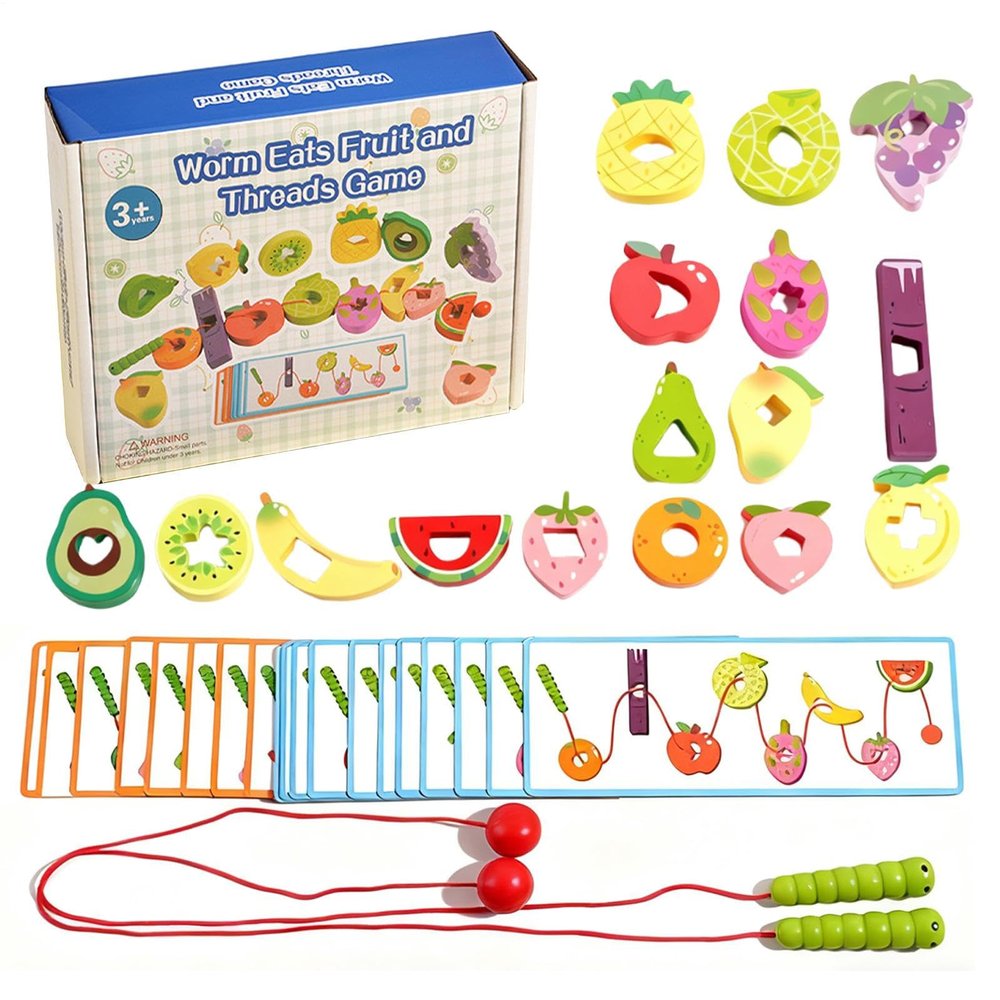 Beads and String,Activities Stringing Game Sorting Educational Beaded Toys for Preschool Learning Development Kids Girls Boys Ages 3