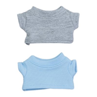 niannyyhouse 7cm-10cm Plush Doll Clothes 2 Solid Color T-Shirts Stuffed Animal Dress-Up Accessories (Gray+Light Blue)