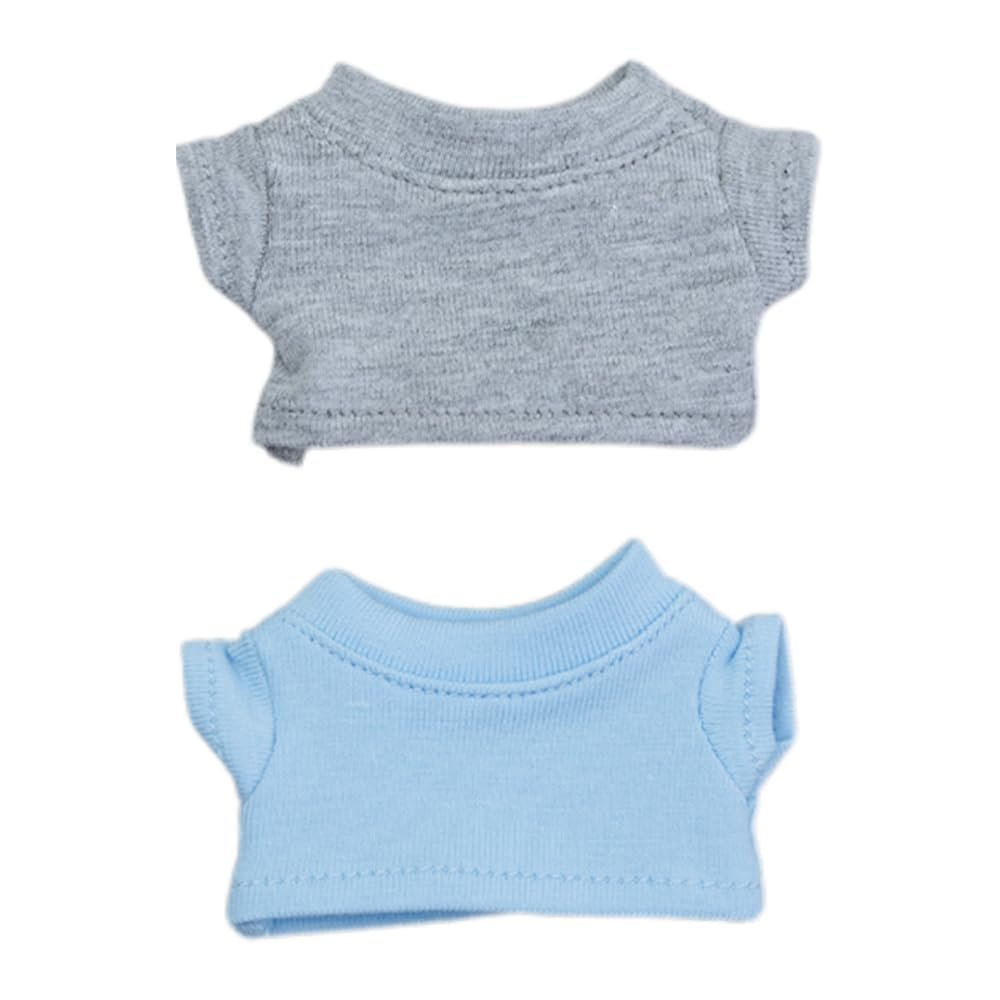 niannyyhouse 7cm-10cm Plush Doll Clothes 2 Solid Color T-Shirts Stuffed Animal Dress-Up Accessories (Gray+Light Blue)