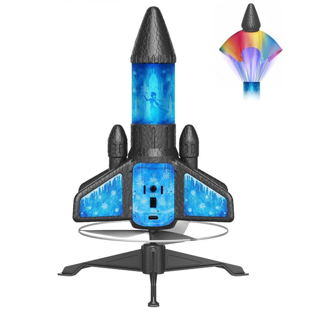 Rocket Launcher for Kids 2nd Gen Upgraded Design, Electric Auto Launch, 200ft Flight with Safe Parachute, Outdoor Rocket Toy for Boys & Girls, Birthday Gift for Ages 8-13, Frozen Pattern (Snow Girl)
