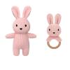 okegztoa 12" Handmade Crochet Rabbit Stuffed Animal, Baby-Safe Cotton Plush with Rattle, Hypoallergenic Toy for Newborns 0-12 Months, Ideal Baby Shower & 1st Birthday Gift view 1