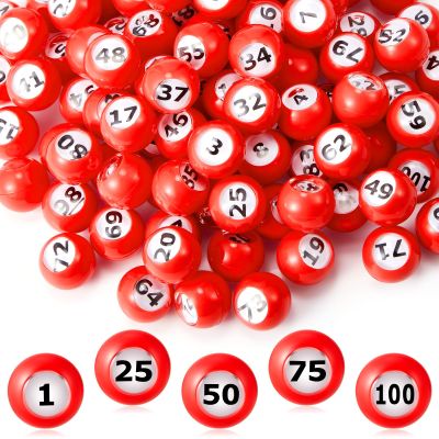 Liliful 100 Piece Raffle Bingo Ball Set Numbered 1-100 with Easy Read Window, Mini Plastic Balls for Night, and Large Group Activities, Red