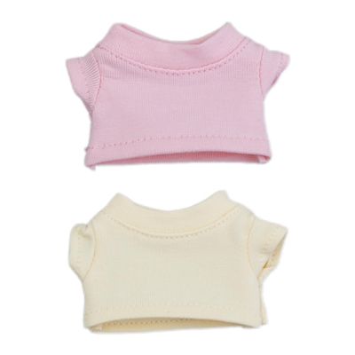 niannyyhouse 7cm-10cm Plush Doll Clothes 2 Solid Color T-Shirts Stuffed Animal Dress-Up Accessories (Pink+Beige)