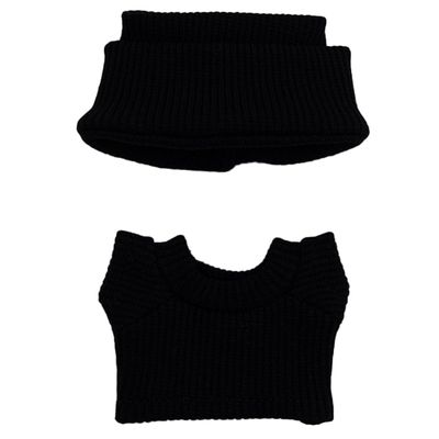 niannyyhouse Plush Doll Clothes Set, 7cm-10cm Mini Stuffed Animal Accessories, Hat and Sweater Dress-Up Collection (Black)
