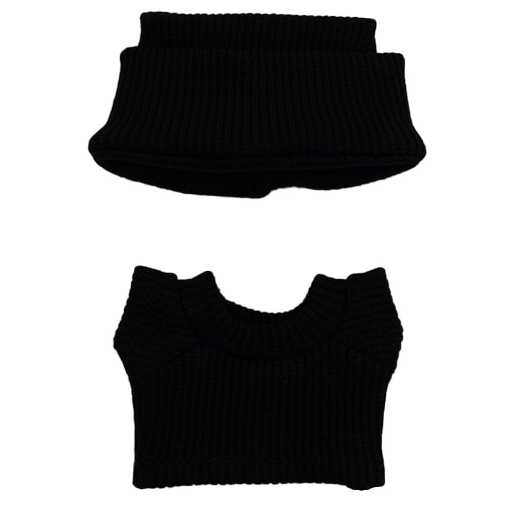 niannyyhouse Plush Doll Clothes Set, 7cm-10cm Mini Stuffed Animal Accessories, Hat and Sweater Dress-Up Collection (Black)