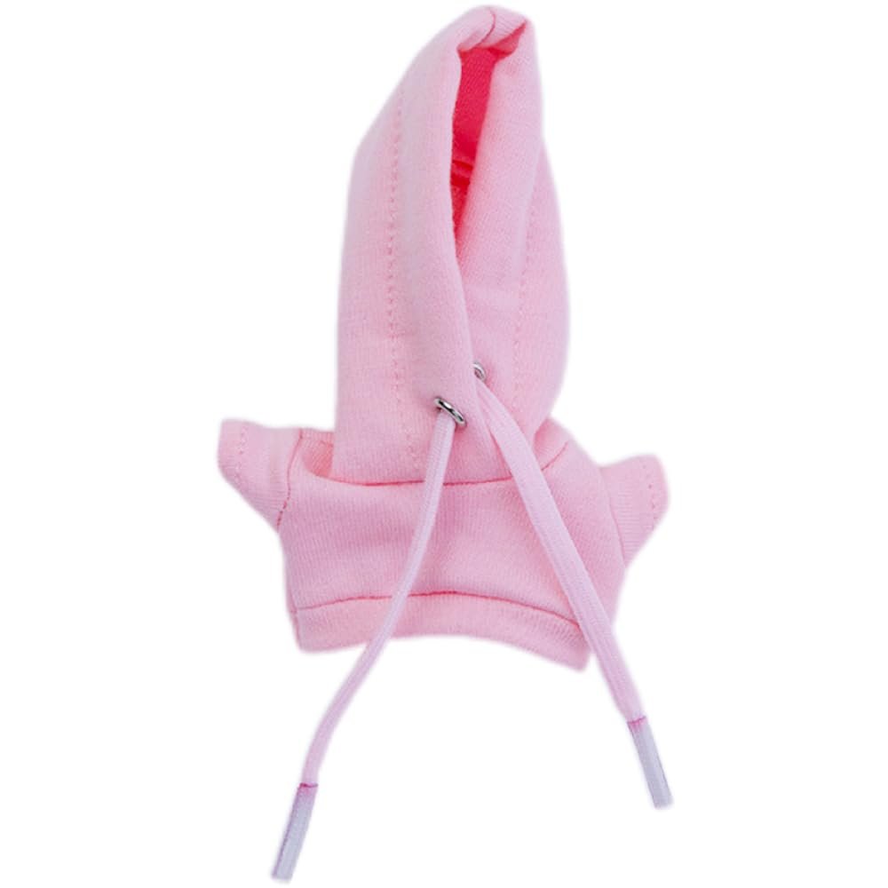 niannyyhouse Plush Doll Clothes, Solid Color Hoodie, 7cm-10cm, Stuffed Animal Dress-Up Accessories (Pink)