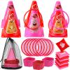 39Pcs 4 in 1 Valentines Day Party Games for Kids with Ring Toss, Plastic Cones, Bean Bags, 3-Legged Race Bands, Stickers, Carnival Valentine's Games Activity Combo Set for Classroom Indoor Outdoor view 1