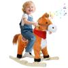 PAPABA Rocking Horse Plush Animal on Wooden Rockers, Plush Ride On Toy for Toddlers Ages 3+, Interactive Wooden Rocker with Sounds, Moving Mouth, Wagging Tail (Orange, S) view 1
