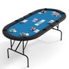 71'' Poker Table Foldable, 8 Player Oval Folding Poker Tables with Collapsible Legs, Casino Grade Felt, Padded Rails and Cup Holders, Portable Poker Table for Texas Holdem Poker and Blackjack, Blue view 1