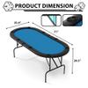 71'' Poker Table Foldable, 8 Player Oval Folding Poker Tables with Collapsible Legs, Casino Grade Felt, Padded Rails and Cup Holders, Portable Poker Table for Texas Holdem Poker and Blackjack, Blue view 2