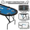 71'' Poker Table Foldable, 8 Player Oval Folding Poker Tables with Collapsible Legs, Casino Grade Felt, Padded Rails and Cup Holders, Portable Poker Table for Texas Holdem Poker and Blackjack, Blue view 4