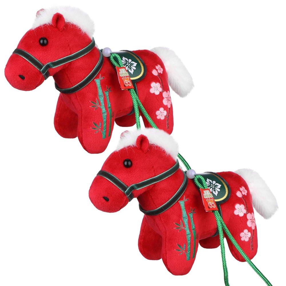 2026 Year of The Horse Stuffed Animal Mascot Plush Chinese Zodiac Horse Pendant Statues Plush Toy Chinese New Year Mascot Figurine Stuffed Animal for Spring Festival Home Decor Lunar New Year Gift
