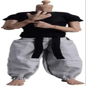 1/12 Scale Male Clothes,6 inches Figure Doll Accessories Elastic Tight T-Shirt Clothes Sport Clothing for 6inch Action Figure Body (Black Tops+Black Belt+White Pant)