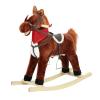 Rocking Horse Ages 1-3,Plush Ride on Animal with Wooden Rockers for Kids, Moving Mouth and Wagging Tail, Musical Sounds, Baby Rocking Chair, 50kg Weight Capacity, Ages 1-6 (Dark Brown, M) view 1