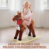 Rocking Horse Ages 1-3,Plush Ride on Animal with Wooden Rockers for Kids, Moving Mouth and Wagging Tail, Musical Sounds, Baby Rocking Chair, 50kg Weight Capacity, Ages 1-6 (Dark Brown, M) view 2