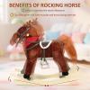 Rocking Horse Ages 1-3,Plush Ride on Animal with Wooden Rockers for Kids, Moving Mouth and Wagging Tail, Musical Sounds, Baby Rocking Chair, 50kg Weight Capacity, Ages 1-6 (Dark Brown, M) view 4