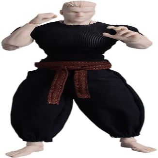 1/12 Scale Male Clothes,6 inches Figure Doll Accessories Elastic Tight T-Shirt Clothes Sport Clothing for 6inch Action Figure Body (Black Tops+Brown Belt+White Pant)
