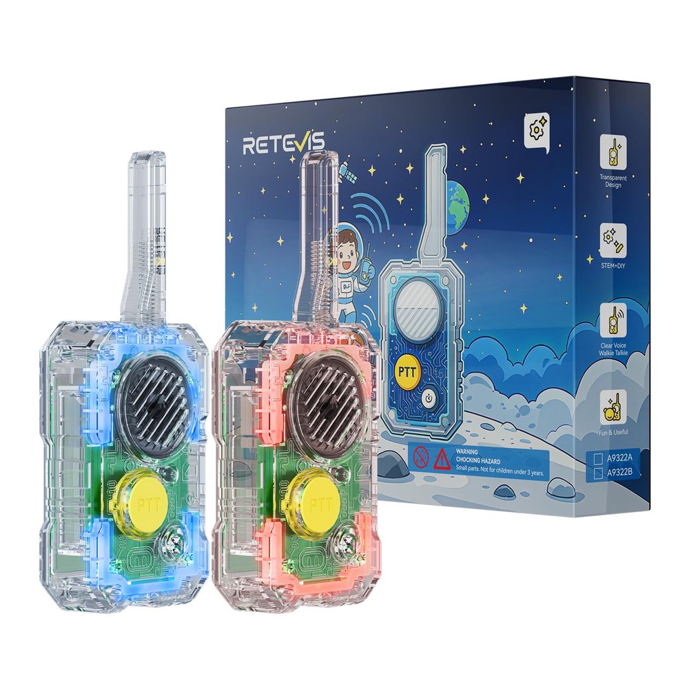 Retevis EZTalk 80 STEM Toys for Ages 8-13, DIY Science Experiments for Kids, Build Your Own Walkie Talkies, STEM Kits Building Toy Gifts for Easter Basket Stuffers, DIY Walkie Talkie Kit for Kids