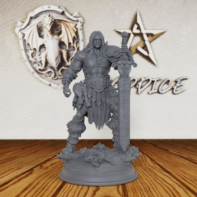 AUSPDICE 32mm Goliath Barbarian Command The Battlefield with a Massive - Unpainted Fantasy Miniature for DND RPG, Tabletop Skirmish & Army Building - Giant Warrior Figure-AS144
