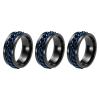 HEARTOOL Adults Fidget Ring 0.7" (18mm) Dia. Titanium Steel Chain Rotatable Rings, Metal Band Rings Perfect for Men & Women (Black Blue, 3pcs) view 1