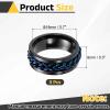 HEARTOOL Adults Fidget Ring 0.7" (18mm) Dia. Titanium Steel Chain Rotatable Rings, Metal Band Rings Perfect for Men & Women (Black Blue, 3pcs) view 2