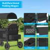 TABU 4 Seater Foldable Stroller Wagon with Removable Sun-Proof Canopy, All Terrain Wagon with Storage Bag, Adjustable Handle & 5-Point Harnesses for Camping, Travel, Beach, 51.2x22.5x42.6IN view 3