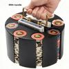 INLETTER Wood Carousel Poker Chip Case, Poker Chip Carrier Holder - Holds 200 Pcs Chips and 2 Decks of Playing Cards for Casino Party Supplies Family Game Accessory view 2