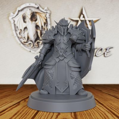 AUSPDICE Unpainted TTRPG Minis for Role Playing & Fantasy Tabletop RPG Game - 28mm Scale Miniature Figure for Dungeon Masters, Human Miniatures Gaming RPG Accessory - Elf Paladin (AS224)
