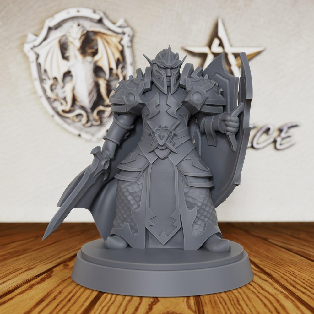 AUSPDICE Unpainted TTRPG Minis for Role Playing & Fantasy Tabletop RPG Game - 28mm Scale Miniature Figure for Dungeon Masters, Human Miniatures Gaming RPG Accessory - Elf Paladin (AS224)