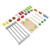Kids Wooden BBQ Grill Playset Interactive Wooden Barbecue Play Food Set Play Kitchen Accessories for Toddlers and Preschoolers Wood Density Board 25 Pieces view 2