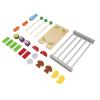 Kids Wooden BBQ Grill Playset Interactive Wooden Barbecue Play Food Set Play Kitchen Accessories for Toddlers and Preschoolers Wood Density Board 25 Pieces view 3