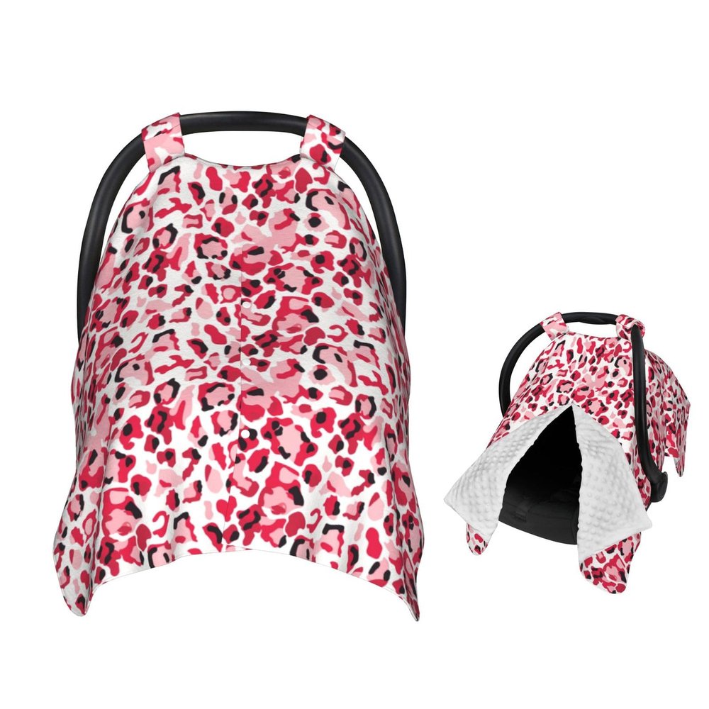 Muishi Leopard Print Pink Baby Car Seat Canopy Nursing Cover for Newborn Car Seat Breastfeeding Covers Blanket Newborn Shower Gift