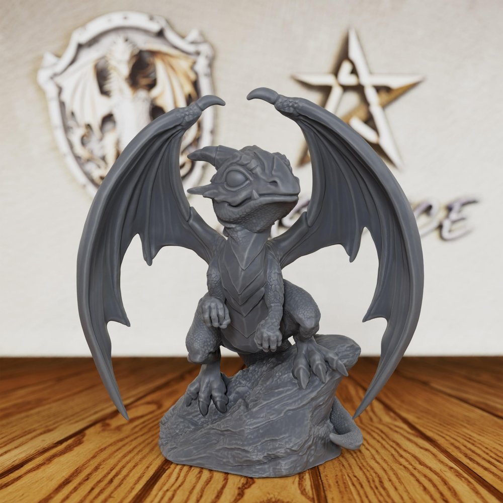 AUSPDICE Dungeons and Dragons Young Dragon Miniature-32mm Unpainted DND Minis, Tabletop RPG Game Fantasy Figure, Perfect RPG Gift for Role Playing Gamers & Dragon Lore Enthusiasts-AMG13
