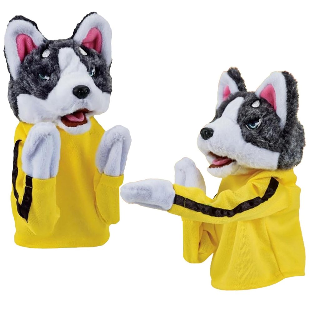 2Pcs Dog Hand Puppet Kung Fu Husky Boxing Tricky Interactive Hand Puppet Soundable Plush Stuffed Toddler Uppercut Dog Husky Toys Animal Puppets