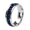 HEARTOOL Adults Fidget Ring 0.9" (22mm) Dia. Titanium Steel Chain Rotatable Rings, Metal Band Rings Perfect for Men & Women (Silver Blue) view 1