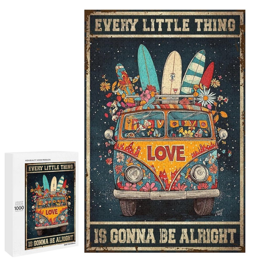 1000 PCS Wood Jigsaw Puzzles for Adults Boho Surf Car Beach Camper Puzzles for Adults Games Educational Toys Gifts