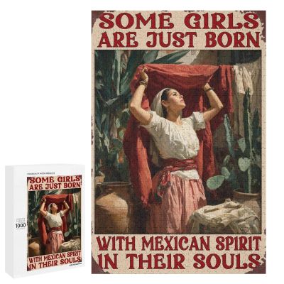 1000 PCS Wood Jigsaw Puzzles for Adults Some Girls are Just Born with Mexican Spirit in Their Souls Puzzles for Adults Games Educational Toys Gifts