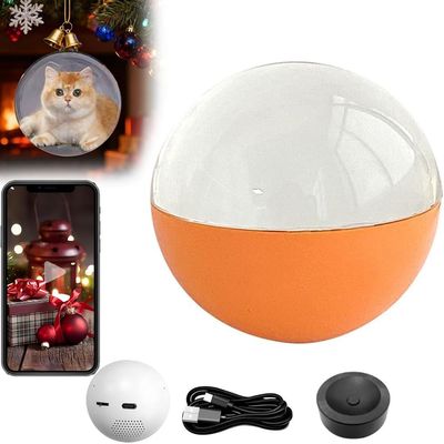 Core Memory Orb, Custom Sphere Christmas Ornament, Personalized 3D Memory Sphere Video, 2.7" Crystal Ball Save Lamp Upload Videos & Photos, Gift for Anniversary,Birthday,Orange,WiFi Version
