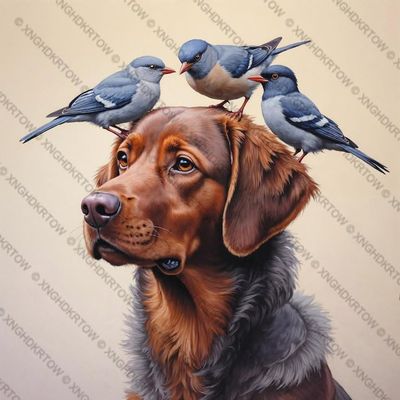 1000 Large Piece Jigsaw Puzzle Dog with Birds On Head Puzzle for Adult Entertainment DIY Collectibles Creative Birthday Gift