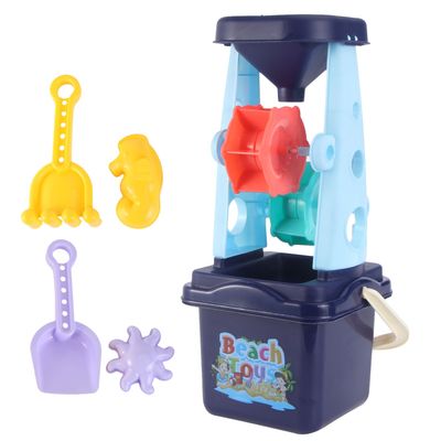 Beaupretty 5pcs Interactive Beach Set with Trolley, Hourglass, Sand Shovel, Rake, and Star in Mixed Colors for Boys and Play at Home and Beach