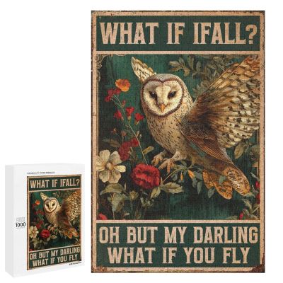 1000 PCS Wood Jigsaw Puzzles for Adults Owl What If I Fall Bedroom Puzzles for Adults Games Educational Toys Gifts