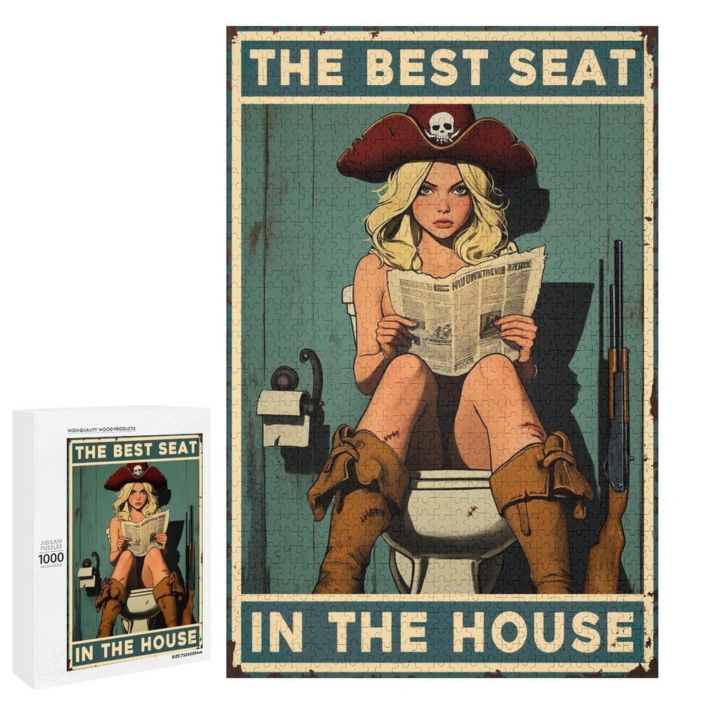 1000 PCS Wood Jigsaw Puzzles for Adults Bathroom The Best Seat in The House Pirate Puzzles for Adults Games Educational Toys Gifts