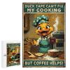 1000 PCS Wood Jigsaw Puzzles for Adults Rustic Duck Tape Cant Fix My Cooking But Coffee Helps Duck Puzzles for Adults Games Educational Toys Gifts view 1