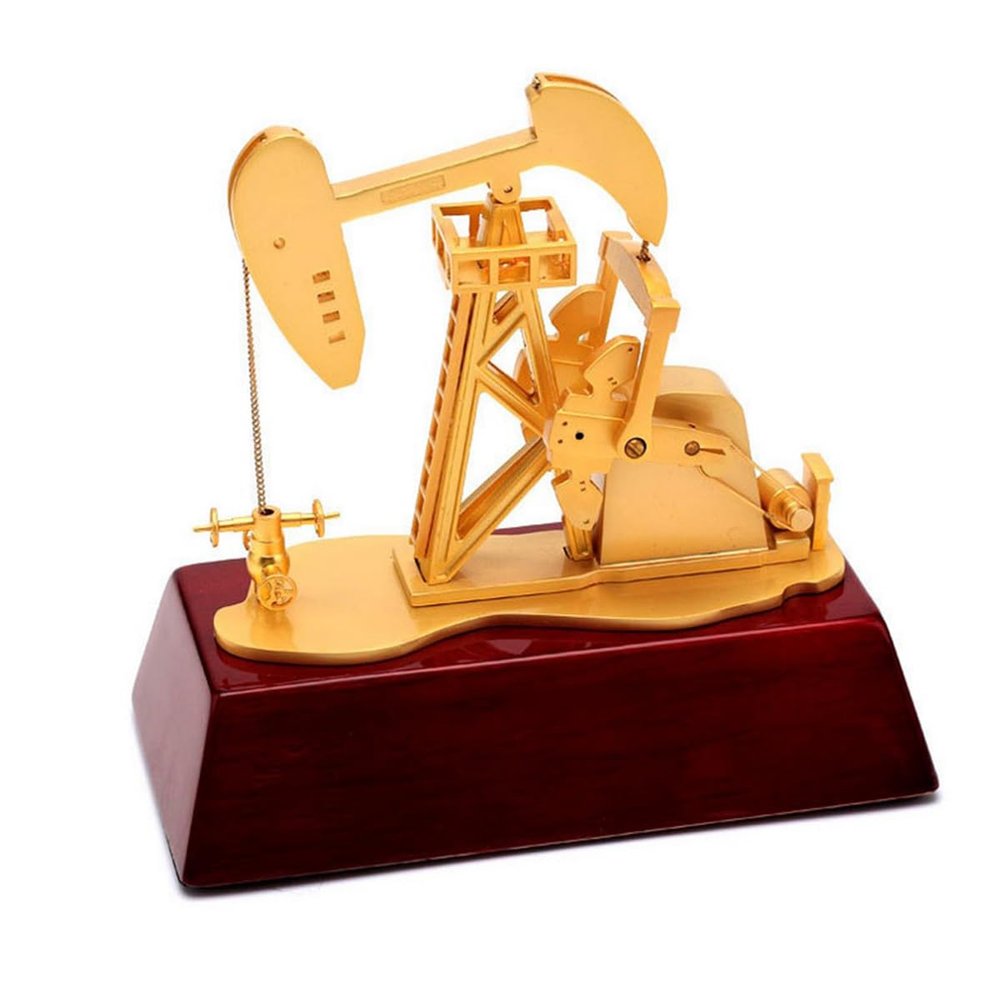 3D Electric Metal Oil Well Pump Jack Model, DIY Industrial Mechanical Model Toy Gift, Creative Desktop Ornament Decoration, Science Eductional Toy
